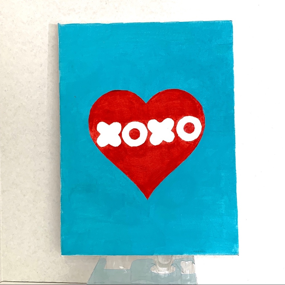 XOXO Red Heart Original Acrylic Painting by Lua